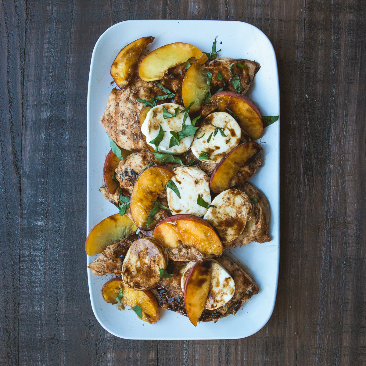 easy caprese peach grilled chicken