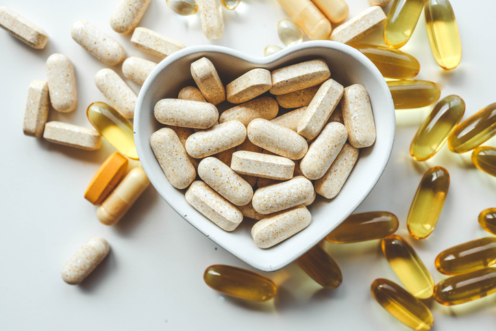 hearth healthy vitamins shaped into a heart