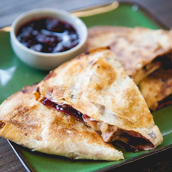 leftover turkey brie & cranberry quesadillas