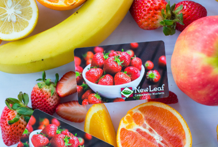 gift card surrounded by fruit