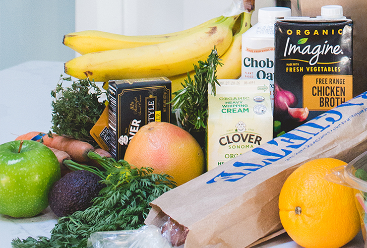 selection of grocery products on a counter